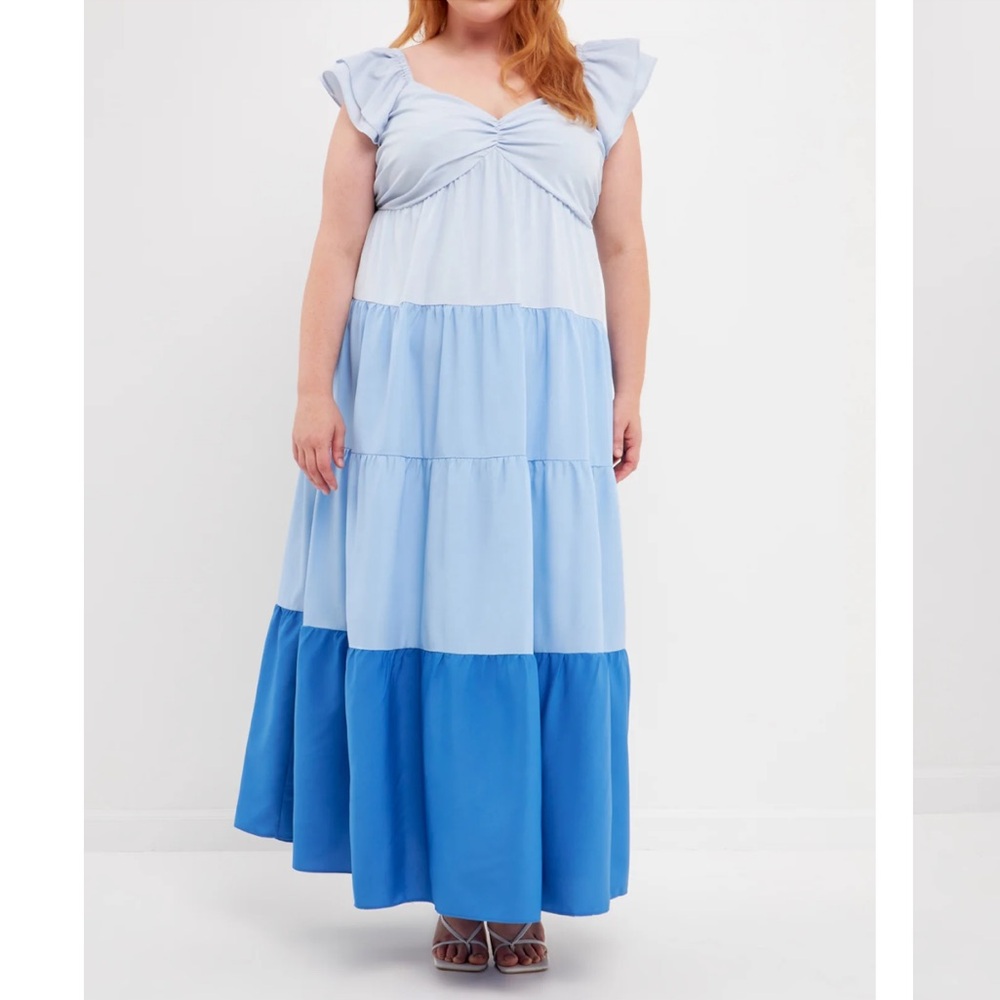 English Factory Light Blue Ruffled Dress